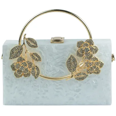 Bling Acrylic Clutch-White